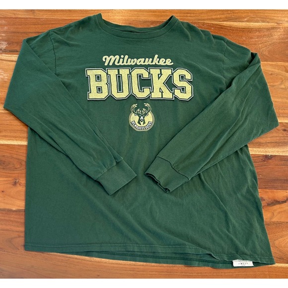 NBA Other - NBA Milwaukee Bucks Long Sleeve T-Shirt Mens 2XL Green Graphic Crew Neck Tee